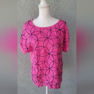 NWT Kaktus Women's Linen Cotton Floral Embroidered Top Size L Lagenlook